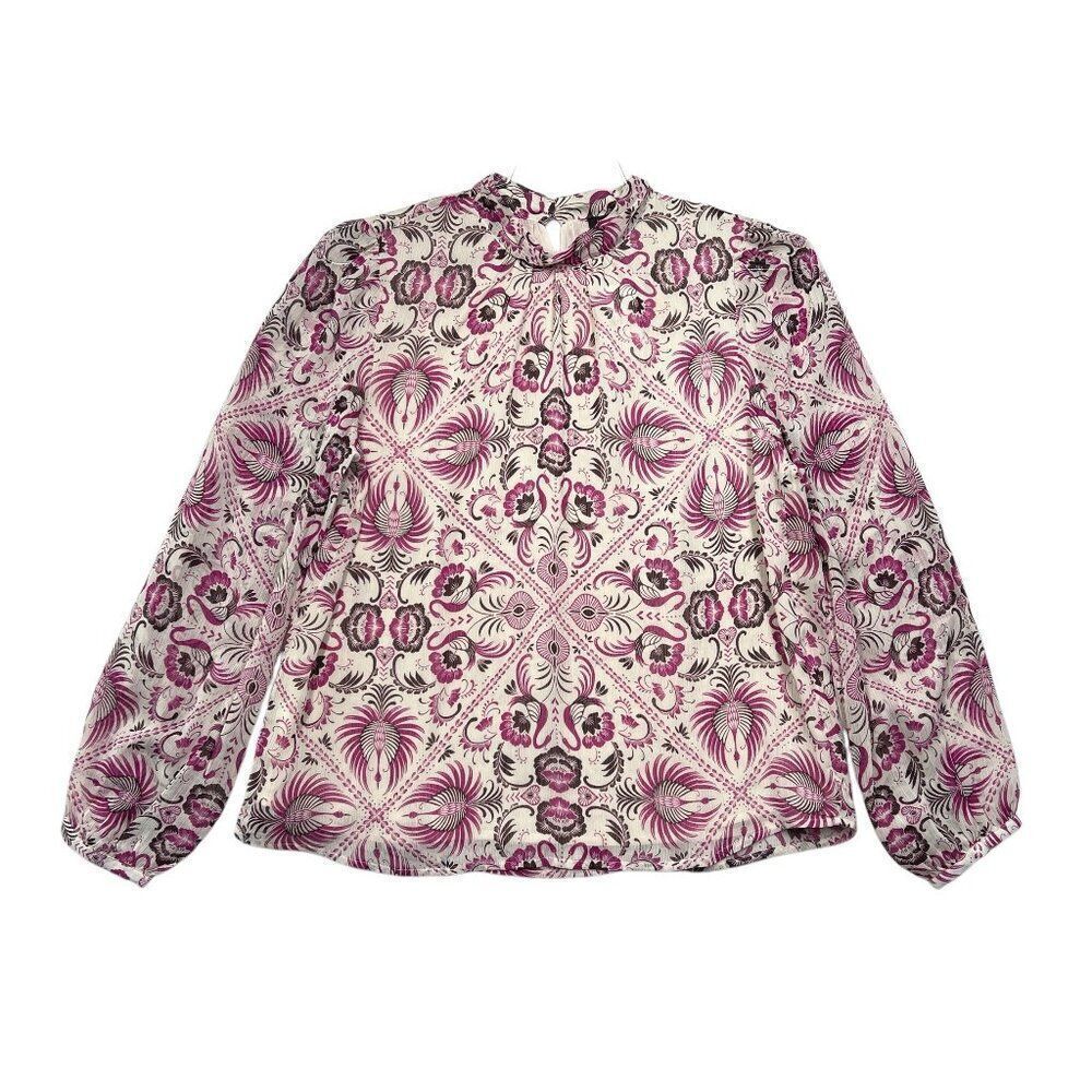 Ann Taylor Shirt Women's Size Small Purple Lined Floral Top
